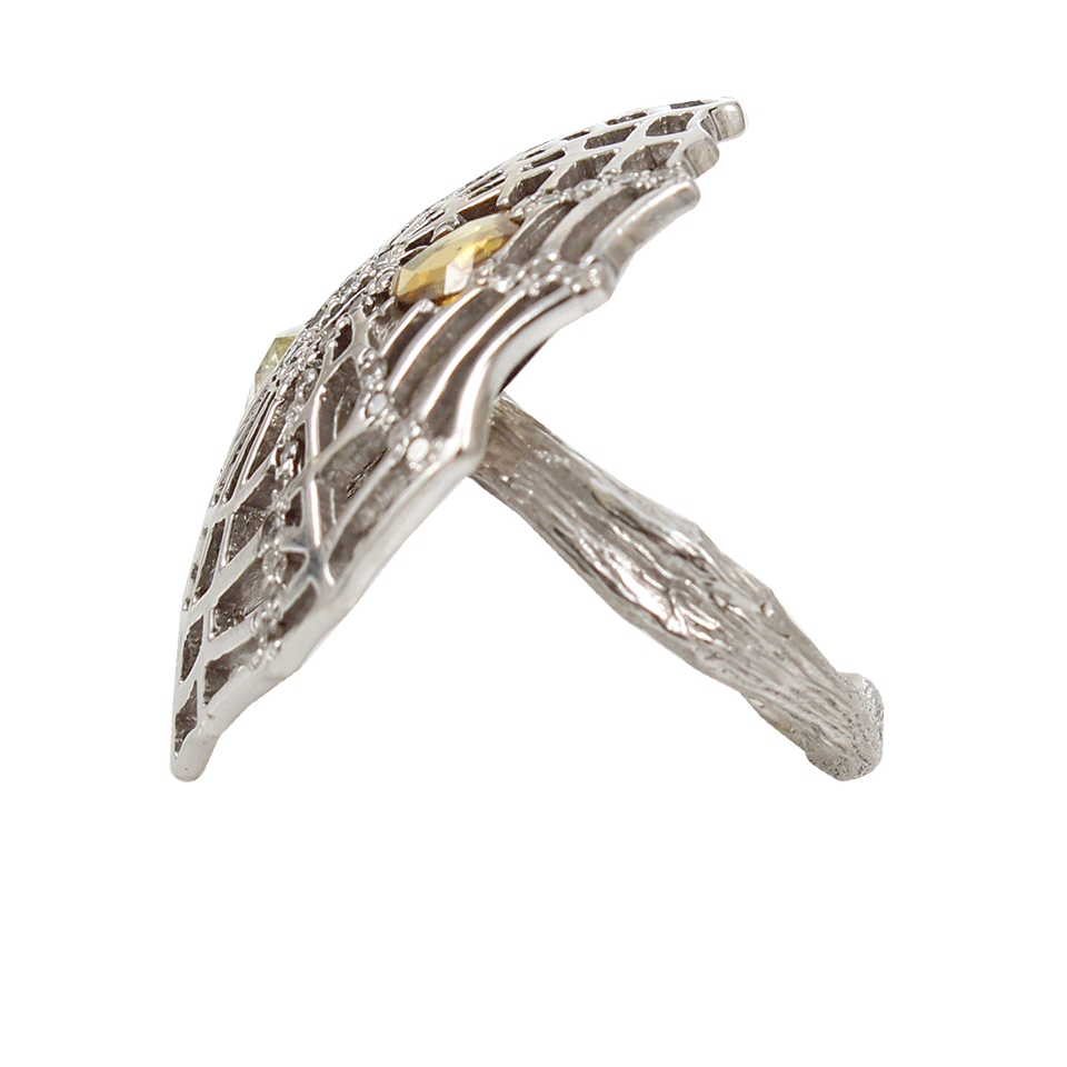 K. BRUNINI-Diamond Spider Web Ring-WHITE GOLD