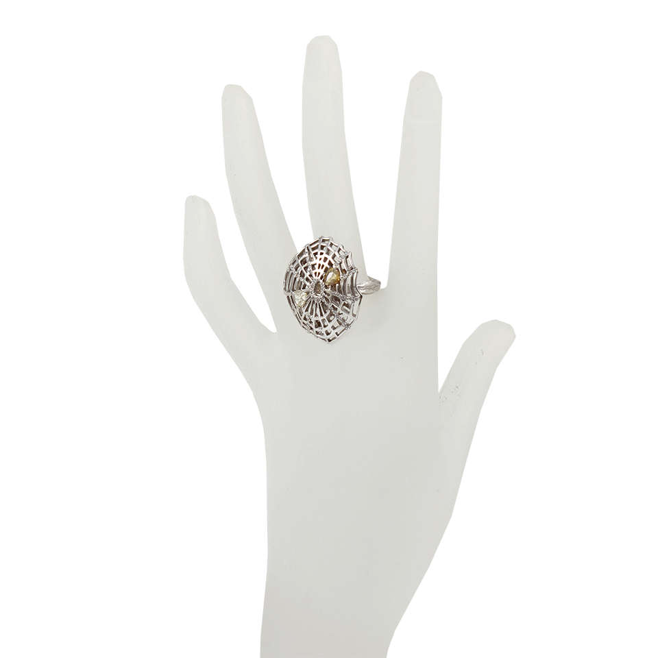 K. BRUNINI-Diamond Spider Web Ring-WHITE GOLD