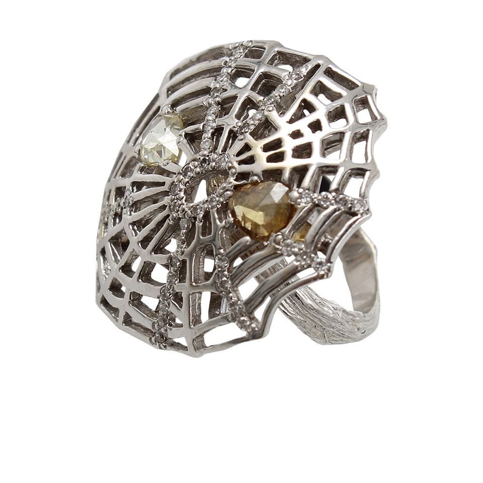 K. BRUNINI-Diamond Spider Web Ring-WHITE GOLD