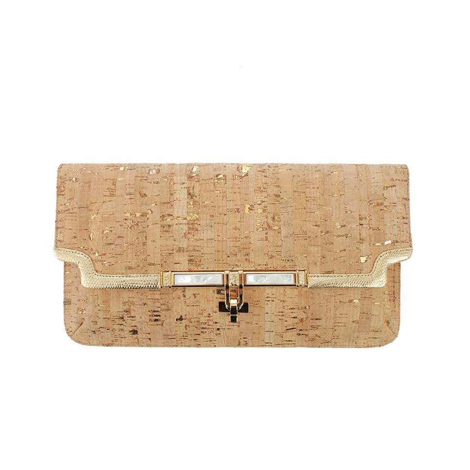KARA ROSS-Mia Cork Lizard Clutch-CORK