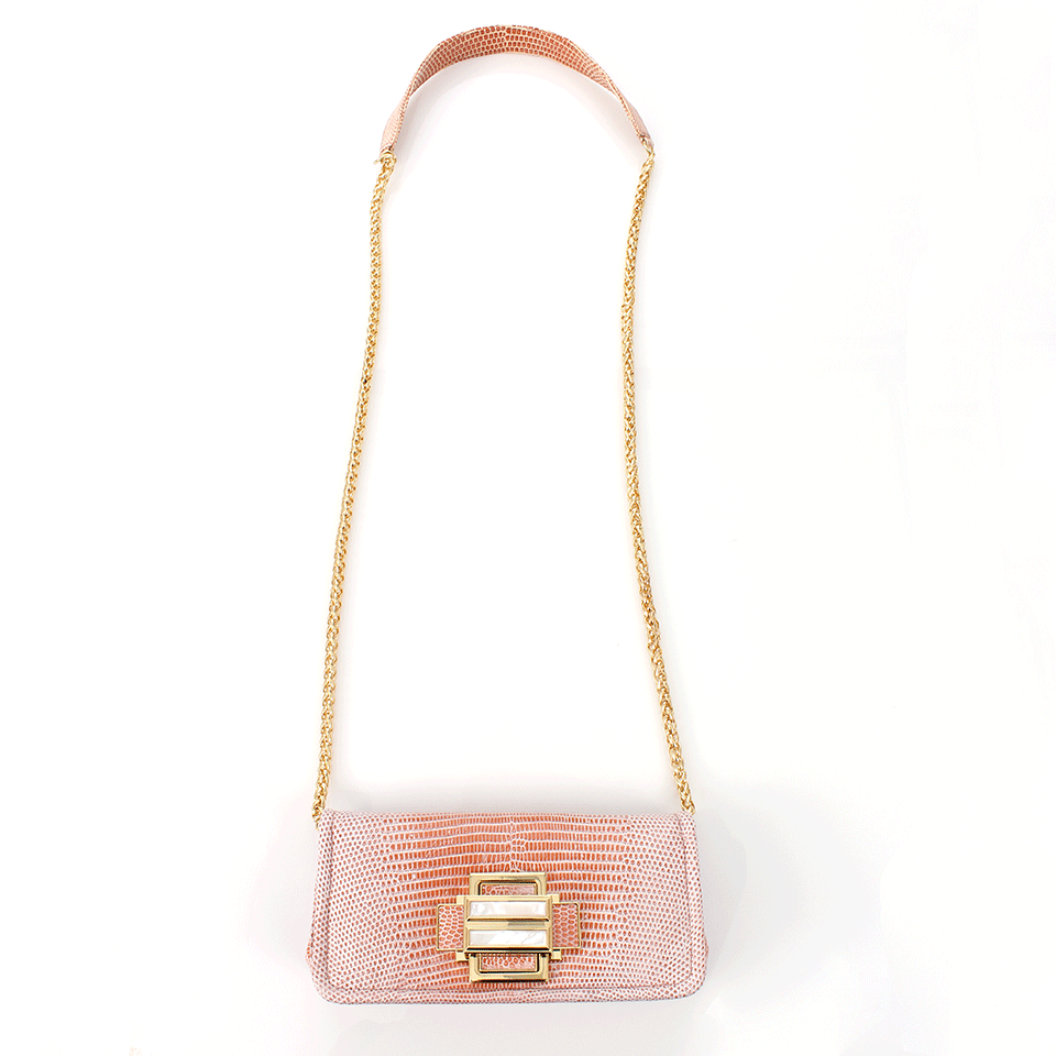 KARA ROSS-Large Brevis Lizard Clutch-GOLD