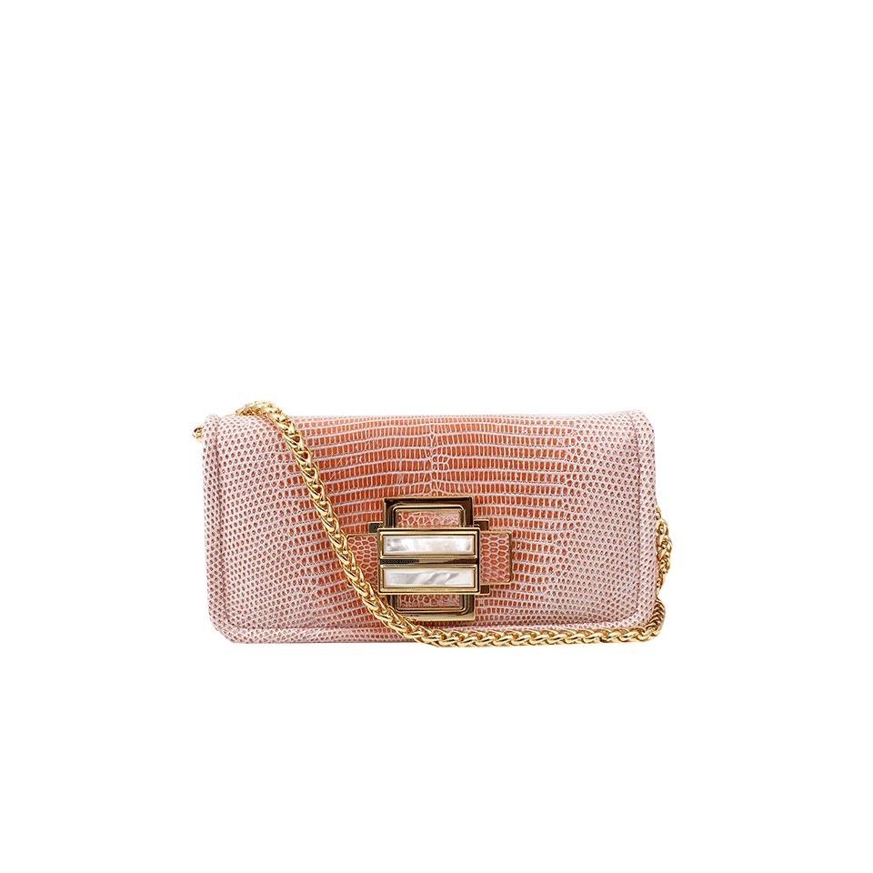 KARA ROSS-Large Brevis Lizard Clutch-GOLD