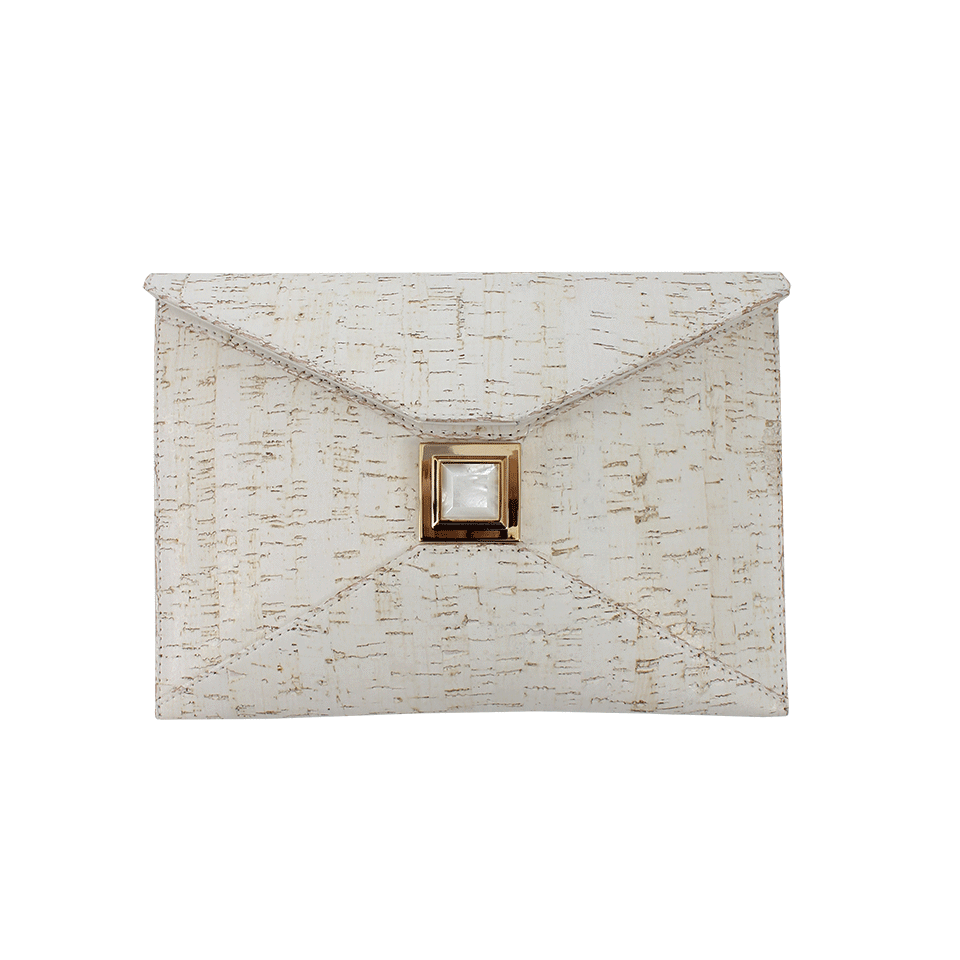 KARA ROSS-Prunella Cork Clutch-WHITE