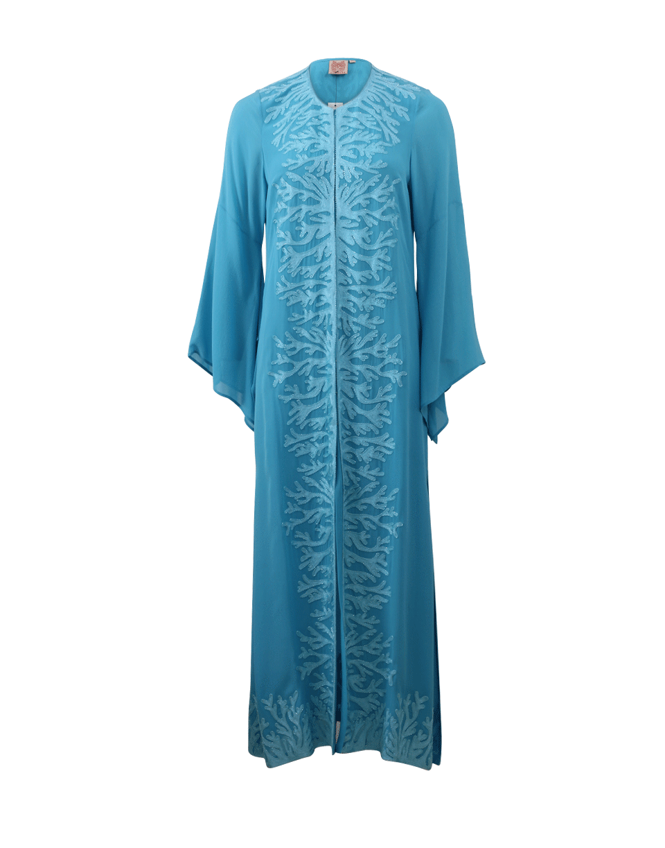 KATHY COMELLI-Coral Embroidered Long Kaftan-