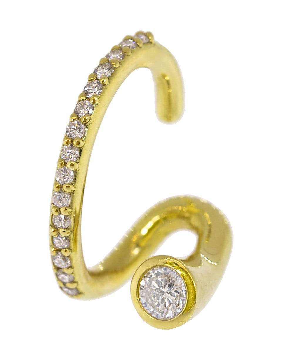 KATKIM-Crescendo Flare Pave Diamond Ear Cuff-YELLOW GOLD