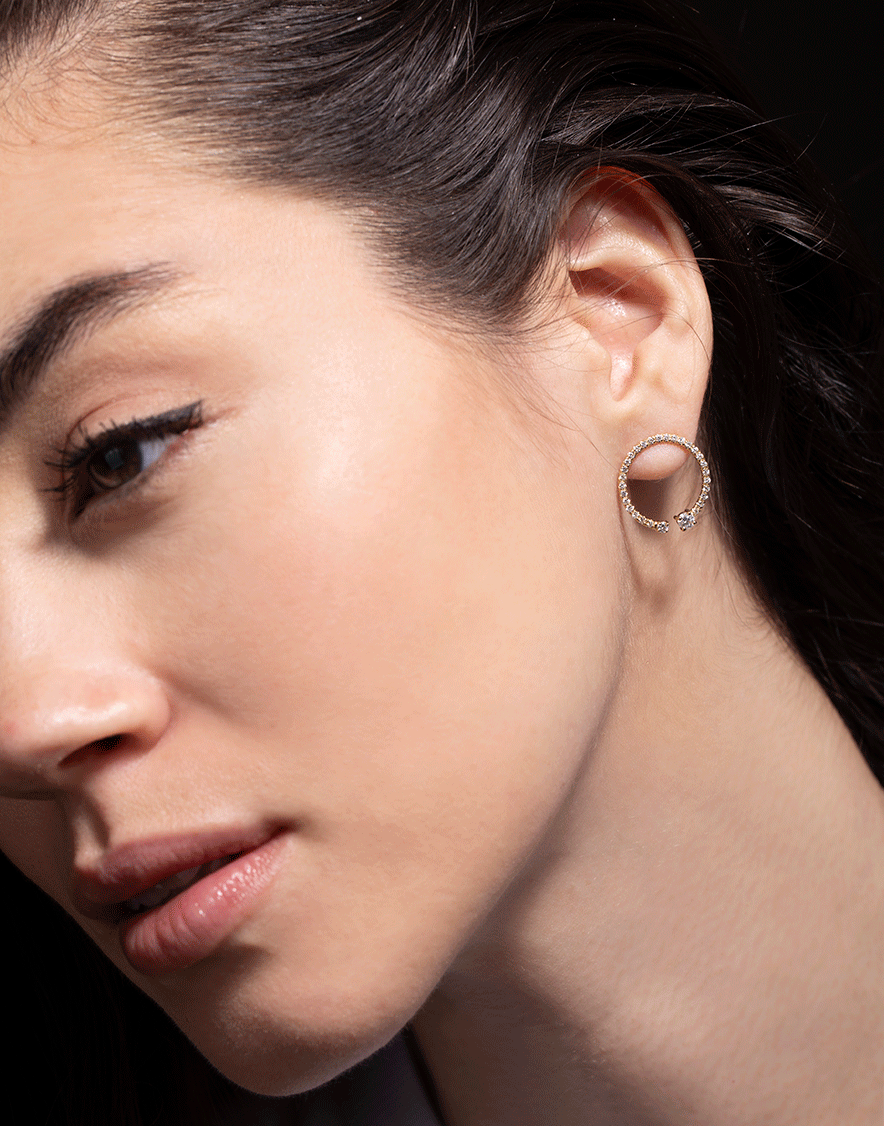 KATKIM-Lorraine Pave Diamond Earrings-YELLOW GOLD