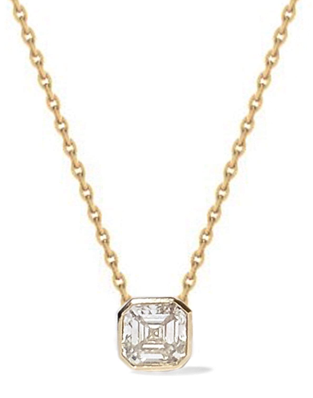 KATKIM-Asscher Diamond Cosma Necklace-YELLOW GOLD
