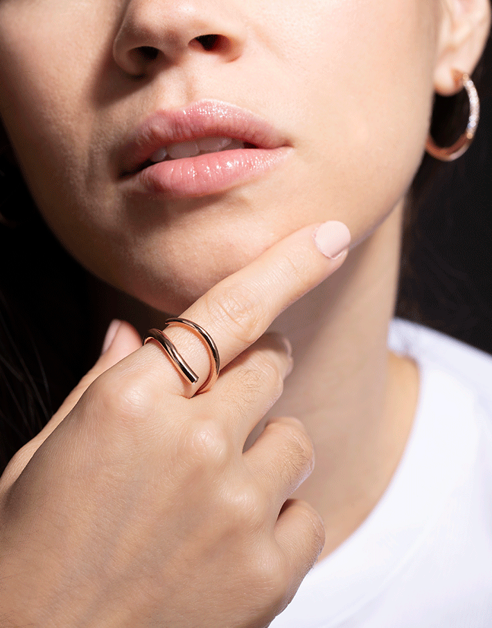 KATKIM-Crescendo Diamond Pin Ring-ROSE GOLD