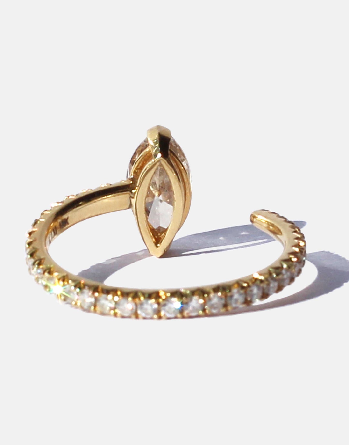 KATKIM-Champagne Marquise Crescendo Pavé Ring-YELLOW GOLD