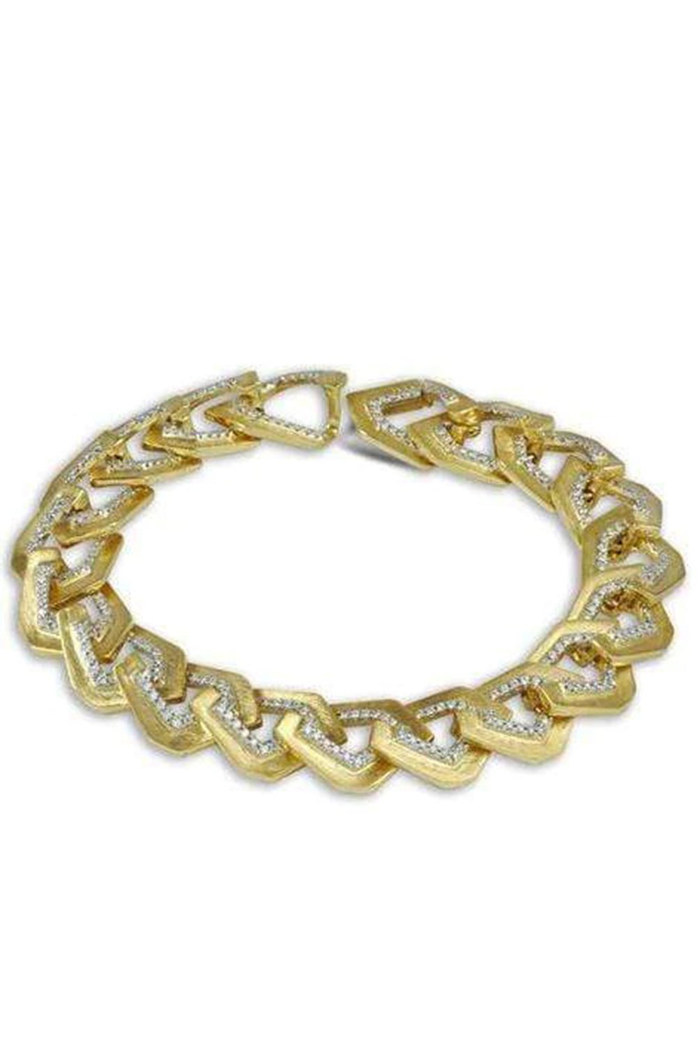 KAVANT & SHARART-Origami Brushed Link NO.5 Diamond Bracelet-YELLOW GOLD