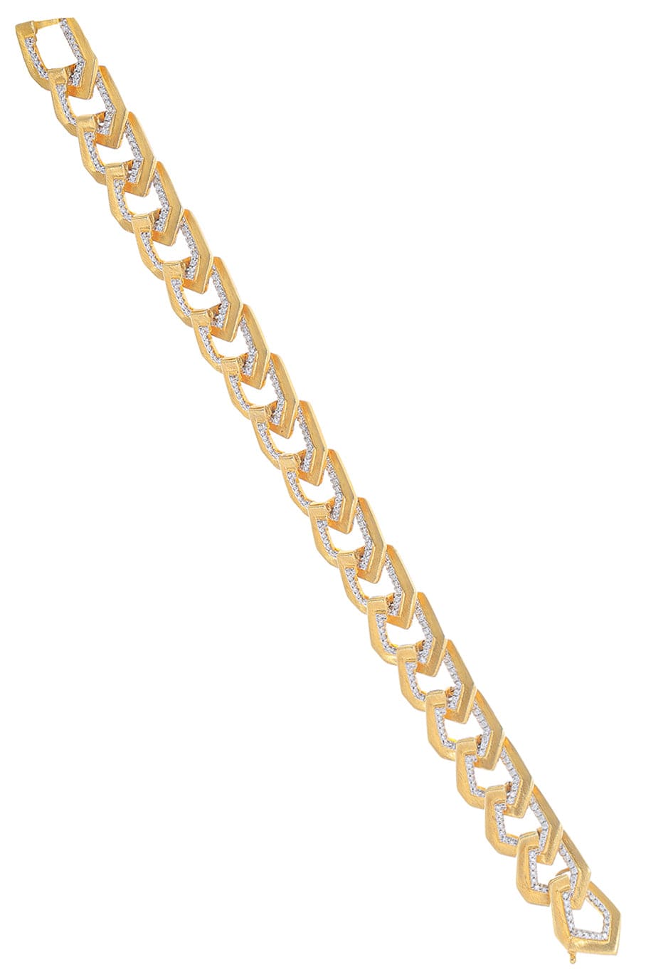 KAVANT & SHARART-Origami Brushed Link NO.5 Diamond Bracelet-YELLOW GOLD