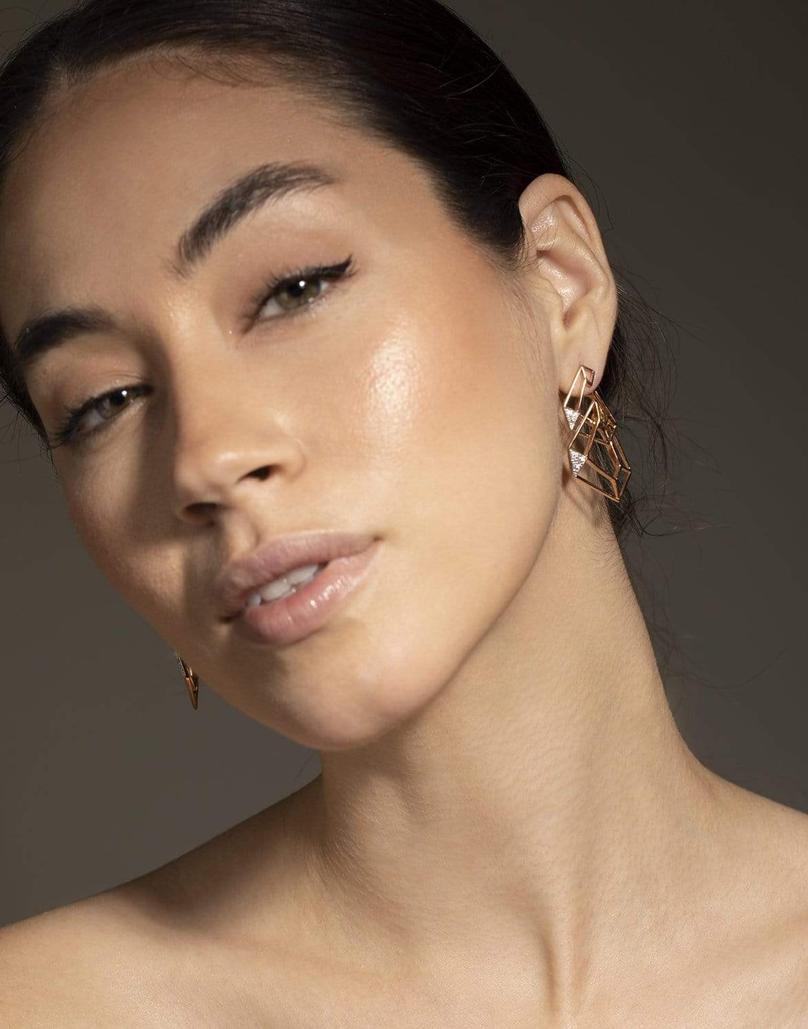KAVANT & SHARART-Origami Skeleton Diamond Earrings-ROSE GOLD
