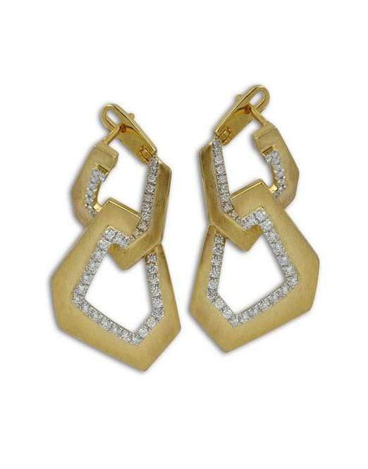 KAVANT & SHARART-Origami Link NO.5 Diamond Brushed Gold Earrings-YELLOW GOLD