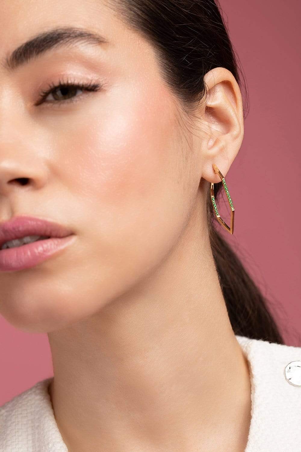 KAVANT & SHARART-Tsavorite Origami Link No. 5 Hoop Earrings-YELLOW GOLD
