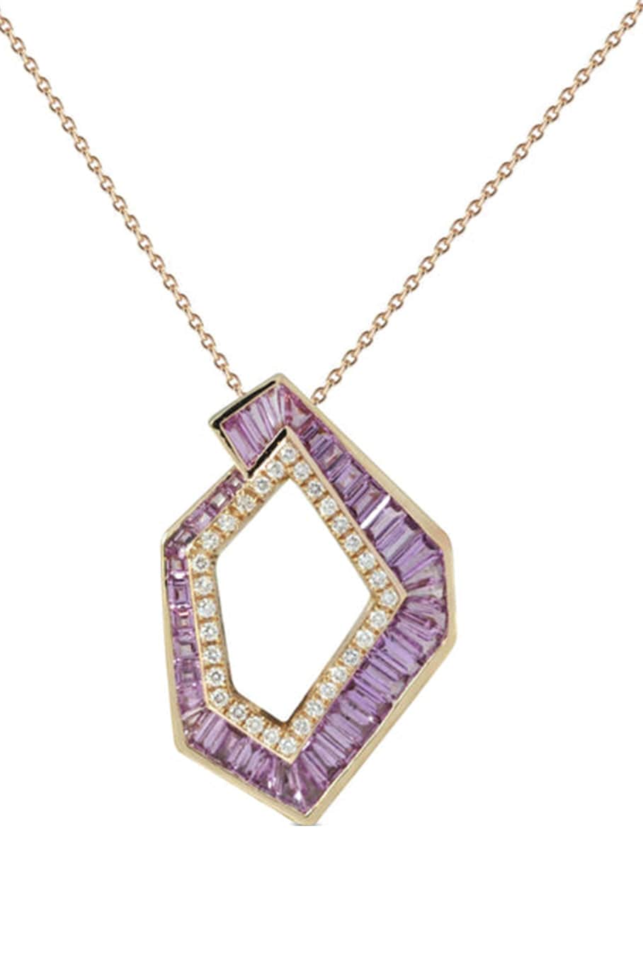 KAVANT & SHARART-Origami Link NO.5 Pink Sapphire and Diamond Pendant Necklace-ROSE GOLD
