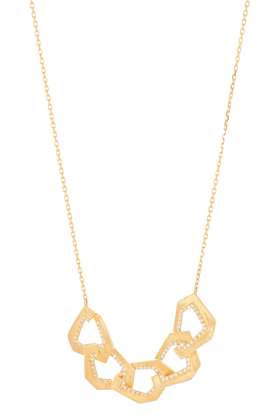 KAVANT & SHARART-Origami Link NO.5 Diamond Brushed Gold Necklace-YELLOW GOLD