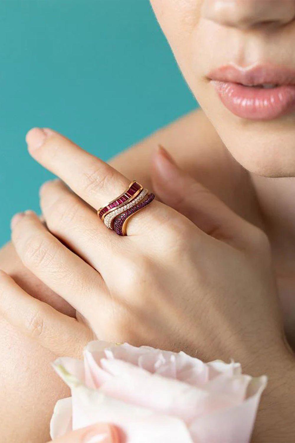 KAVANT & SHARART-Rose Gold Talay Diamond Pave Wave Ring-ROSE GOLD