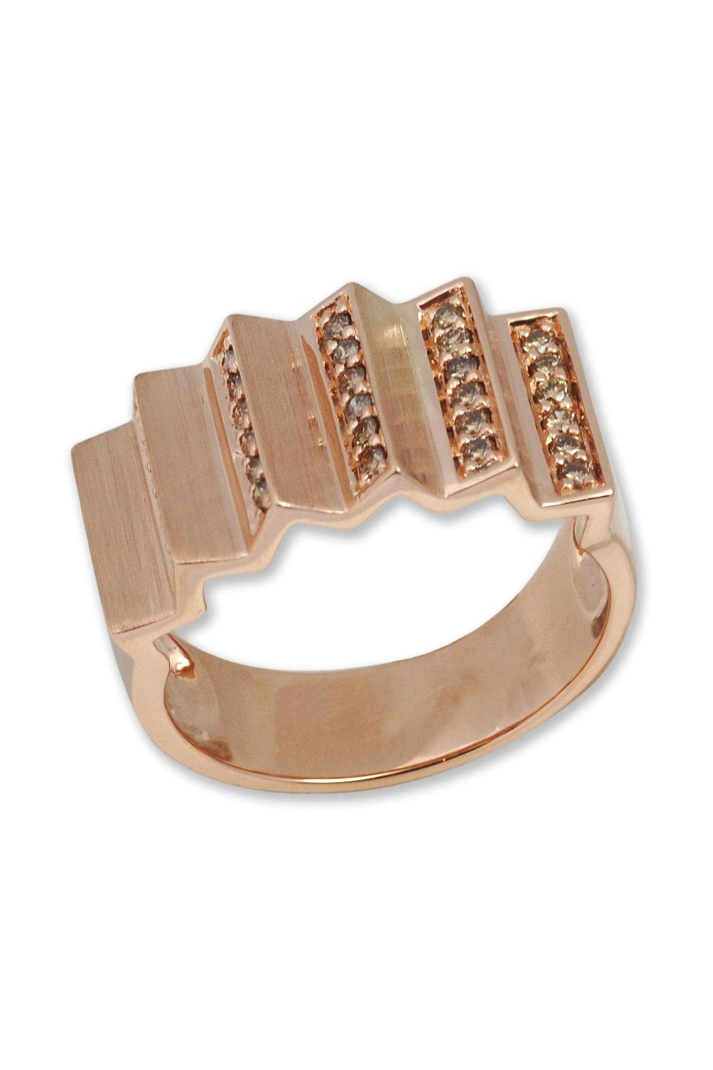KAVANT & SHARART-Brown Diamond Ridge Ring-ROSE GOLD