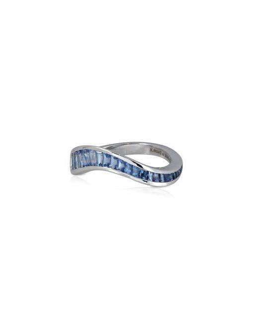 KAVANT & SHARART-Talay Blue Sapphire Baguette Wave Ring-WHITE GOLD