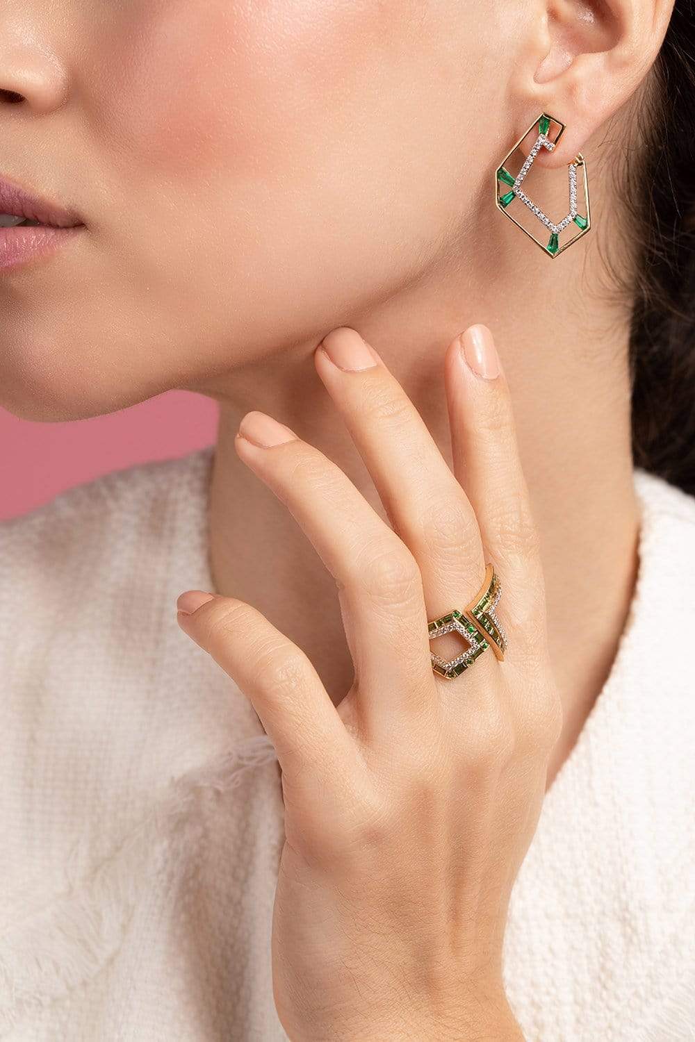 KAVANT & SHARART-Tsavorite Origami Asymmetry Silhouette Ring-YELLOW GOLD