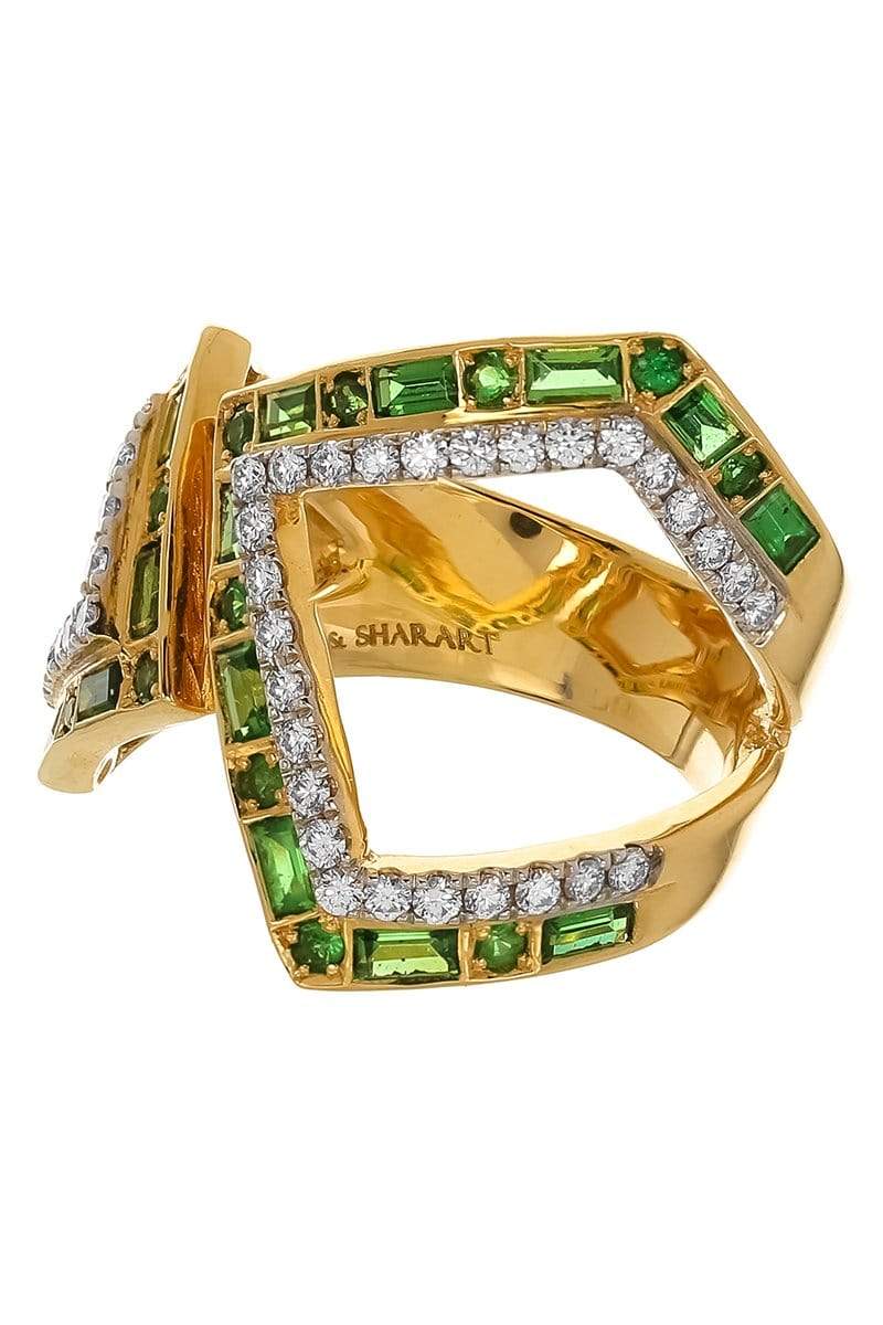 KAVANT & SHARART-Tsavorite Origami Asymmetry Silhouette Ring-YELLOW GOLD