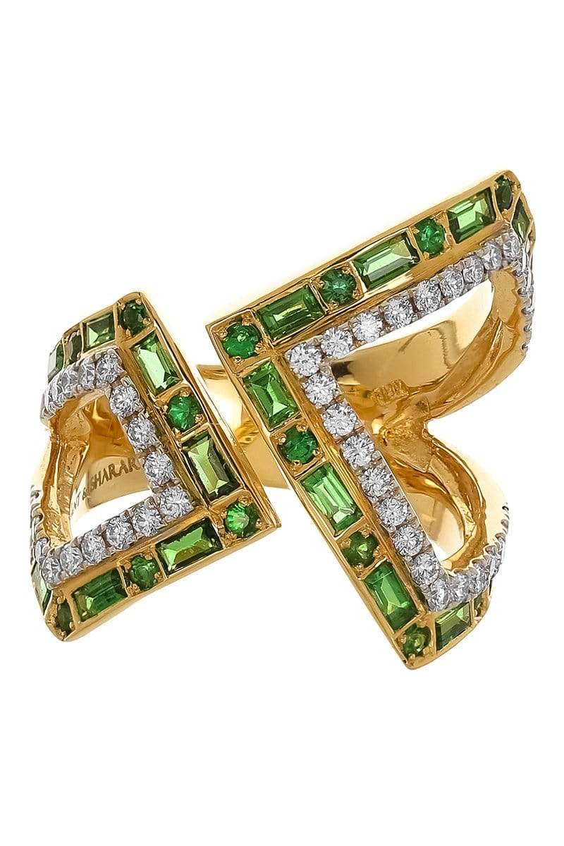 KAVANT & SHARART-Tsavorite Origami Asymmetry Silhouette Ring-YELLOW GOLD
