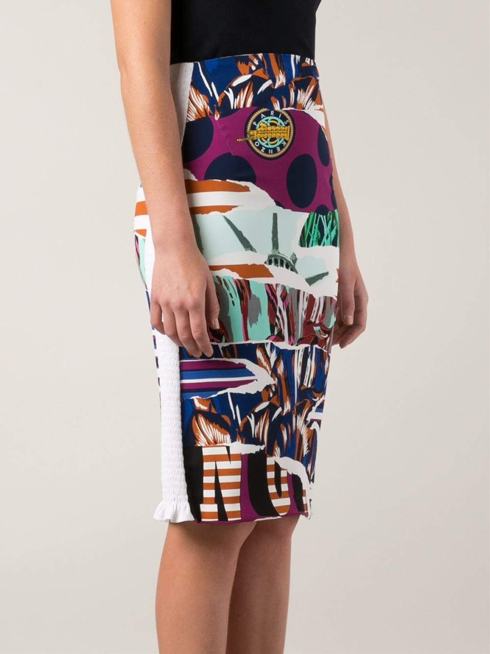KENZO-Printed Pencil Skirt-