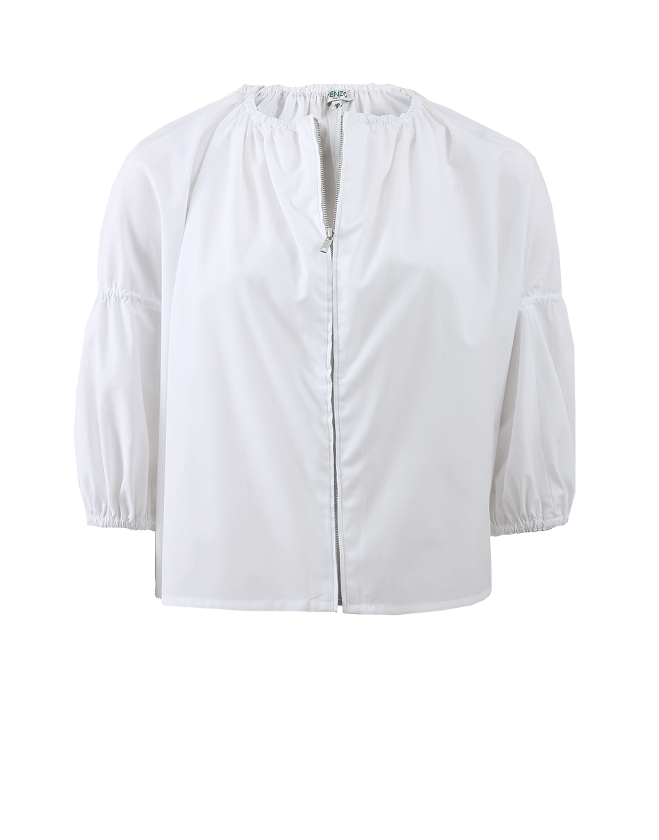 KENZO-Poplin Zip Blouse-WHITE