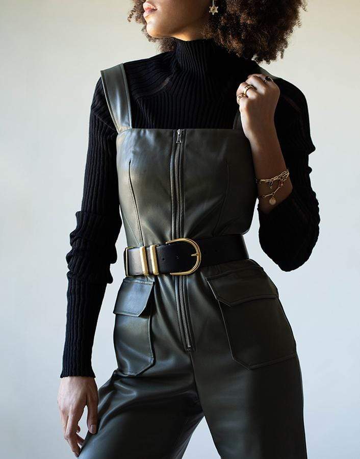 KHAITE-Smooth Calf Bella Belt-BLACK