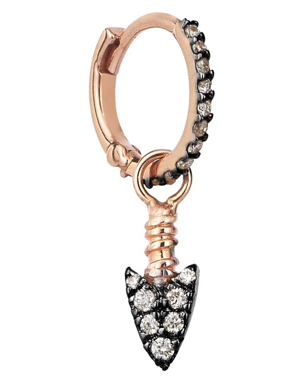 KISMET BY MILKA-Champagne Diamond Arrowhead Drop Hoop Earring-ROSE GOLD