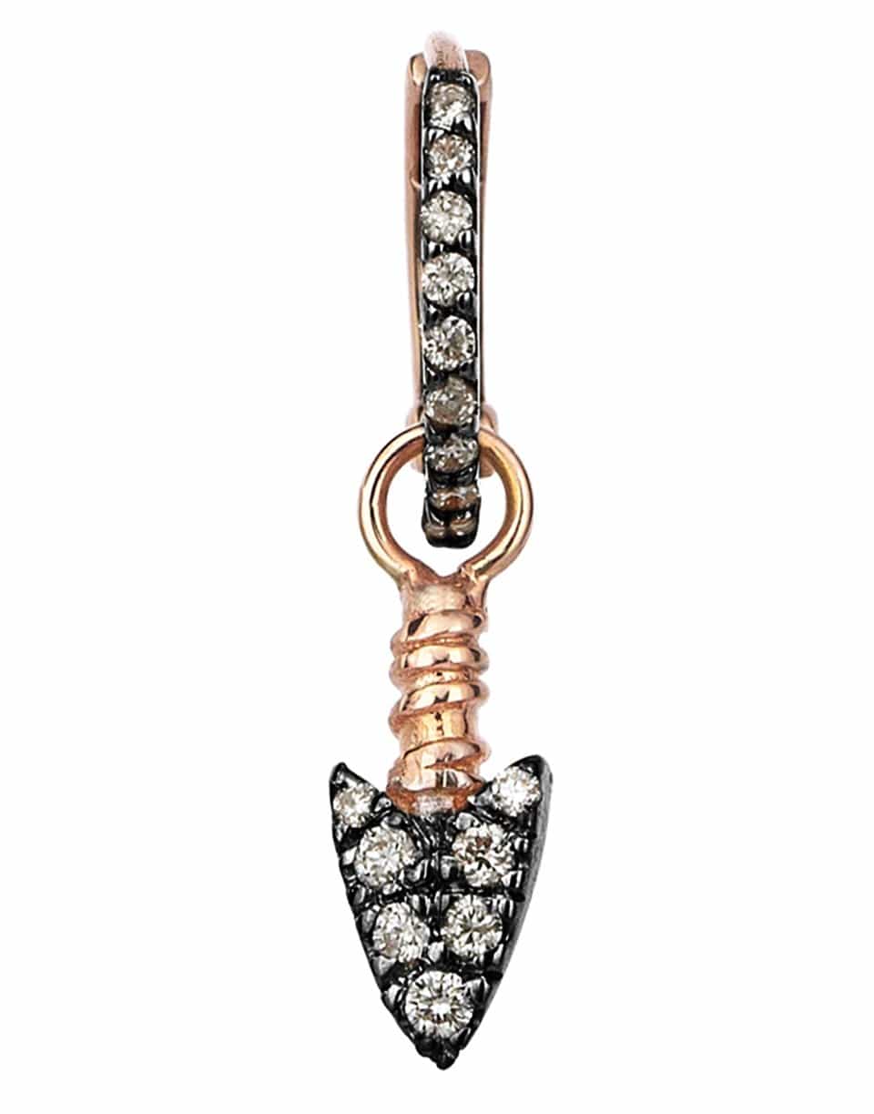 KISMET BY MILKA-Champagne Diamond Arrowhead Drop Hoop Earring-ROSE GOLD