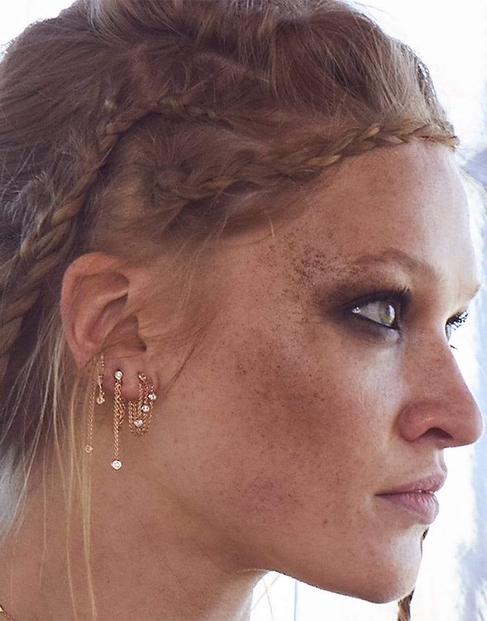 KISMET BY MILKA-Diamond Solitaire Drop Chain Earring-ROSE GOLD