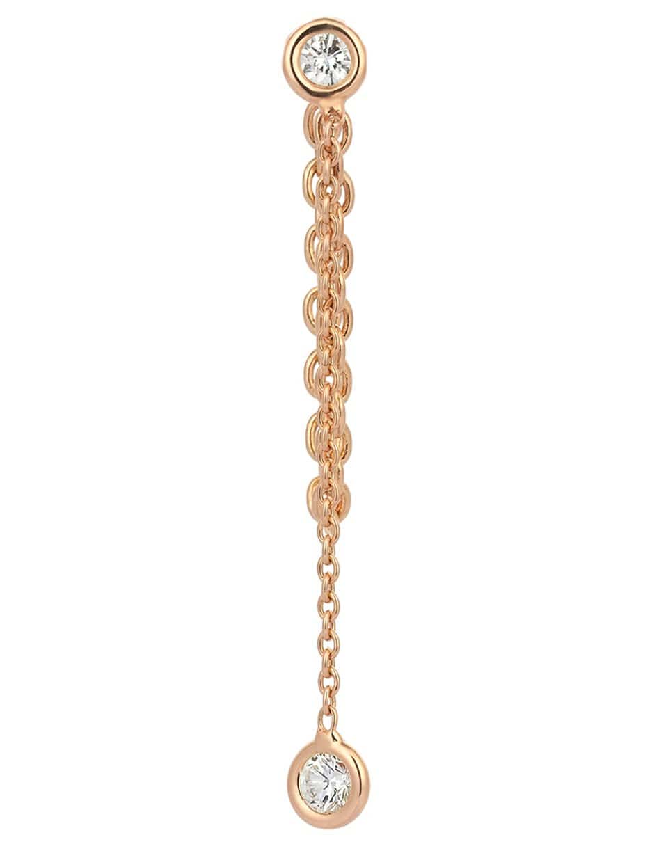 KISMET BY MILKA-Diamond Solitaire Drop Chain Earring-ROSE GOLD