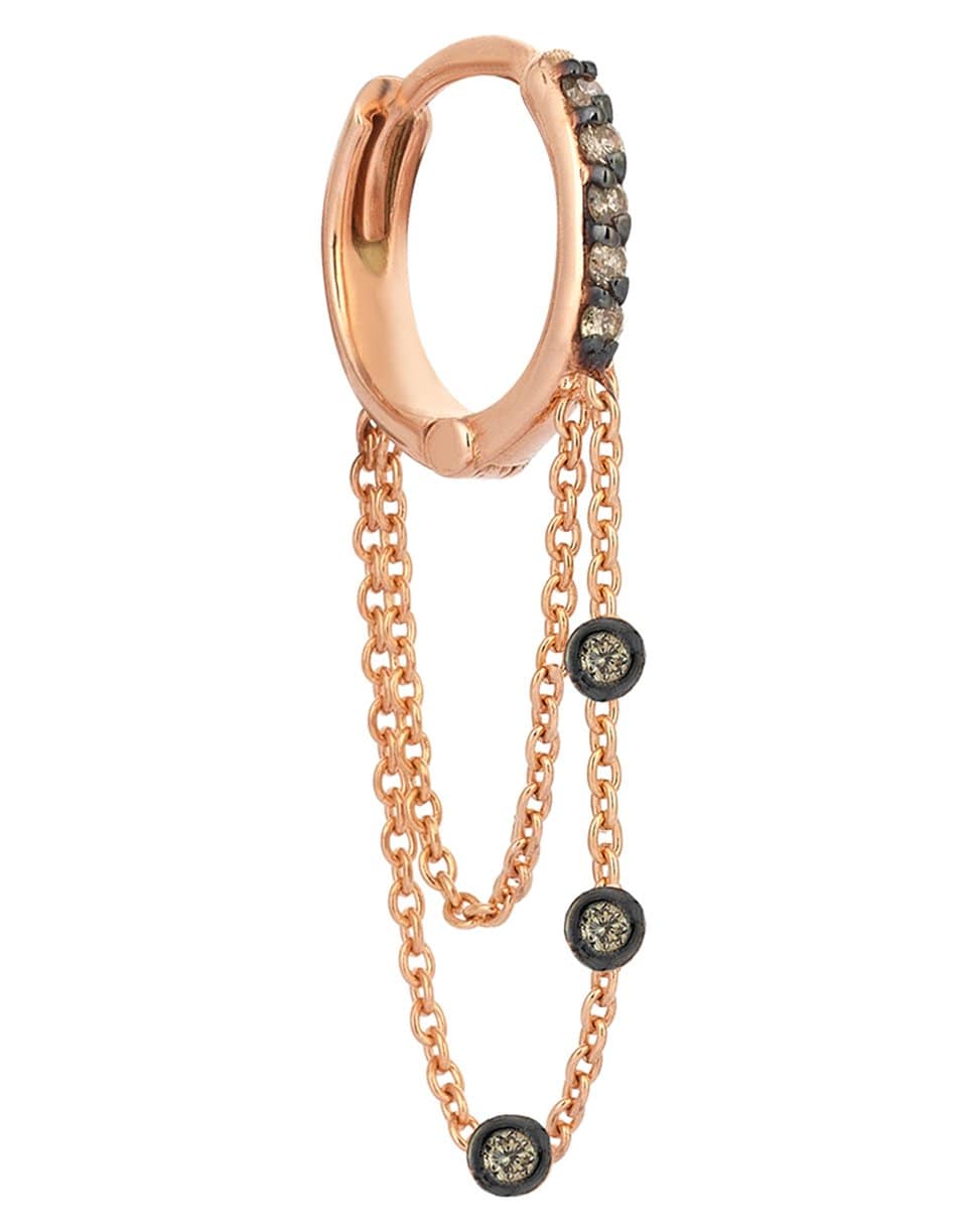 KISMET BY MILKA-Three Champagne Diamond Dangle Chain Hoop Earring-ROSE GOLD
