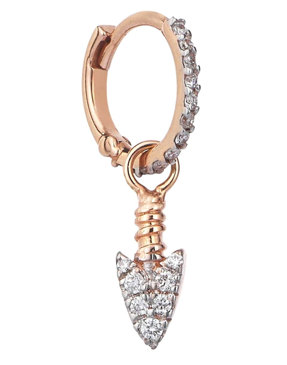 KISMET BY MILKA-White Diamond Arrowhead Drop Hoop-ROSE GOLD
