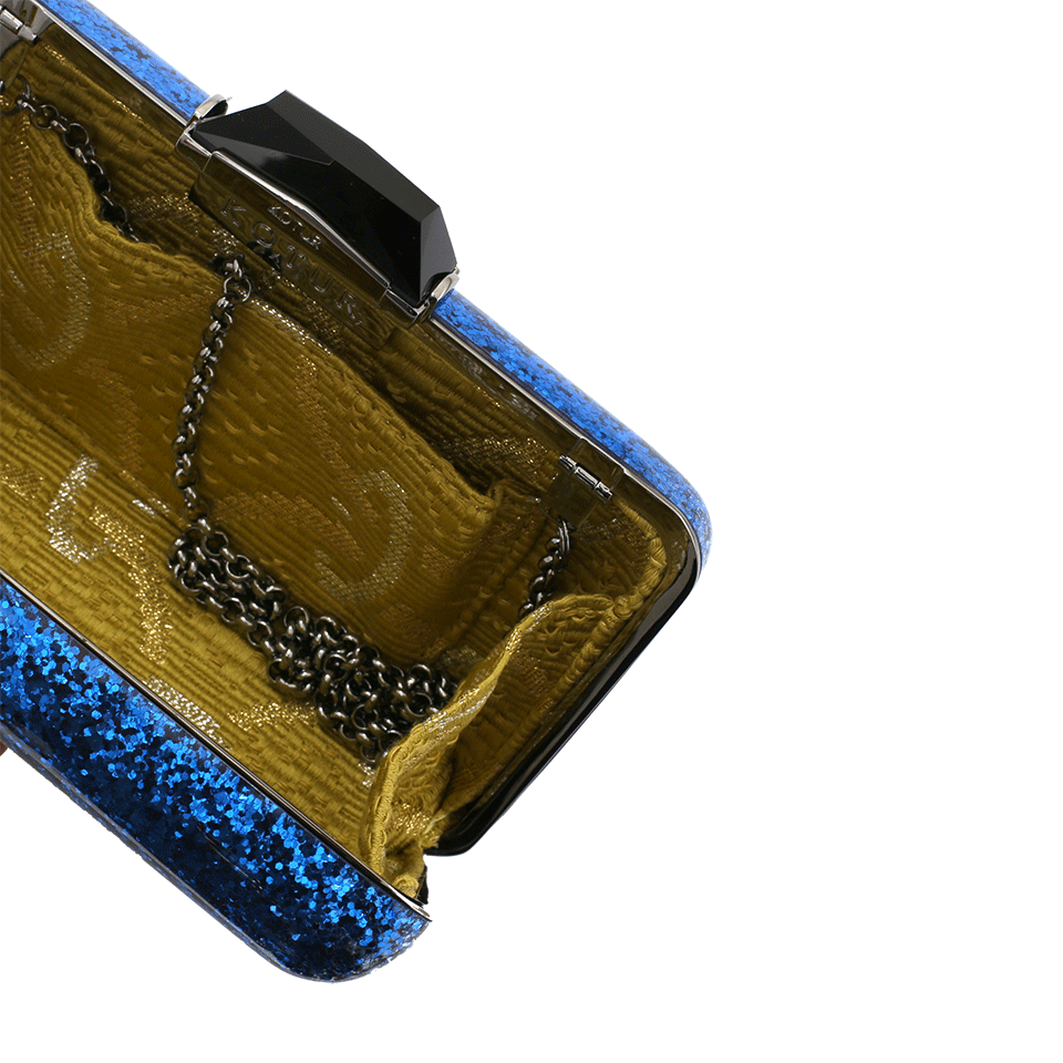 KOTUR-Framed Espey Glitter Perspex Clutch-BLUE