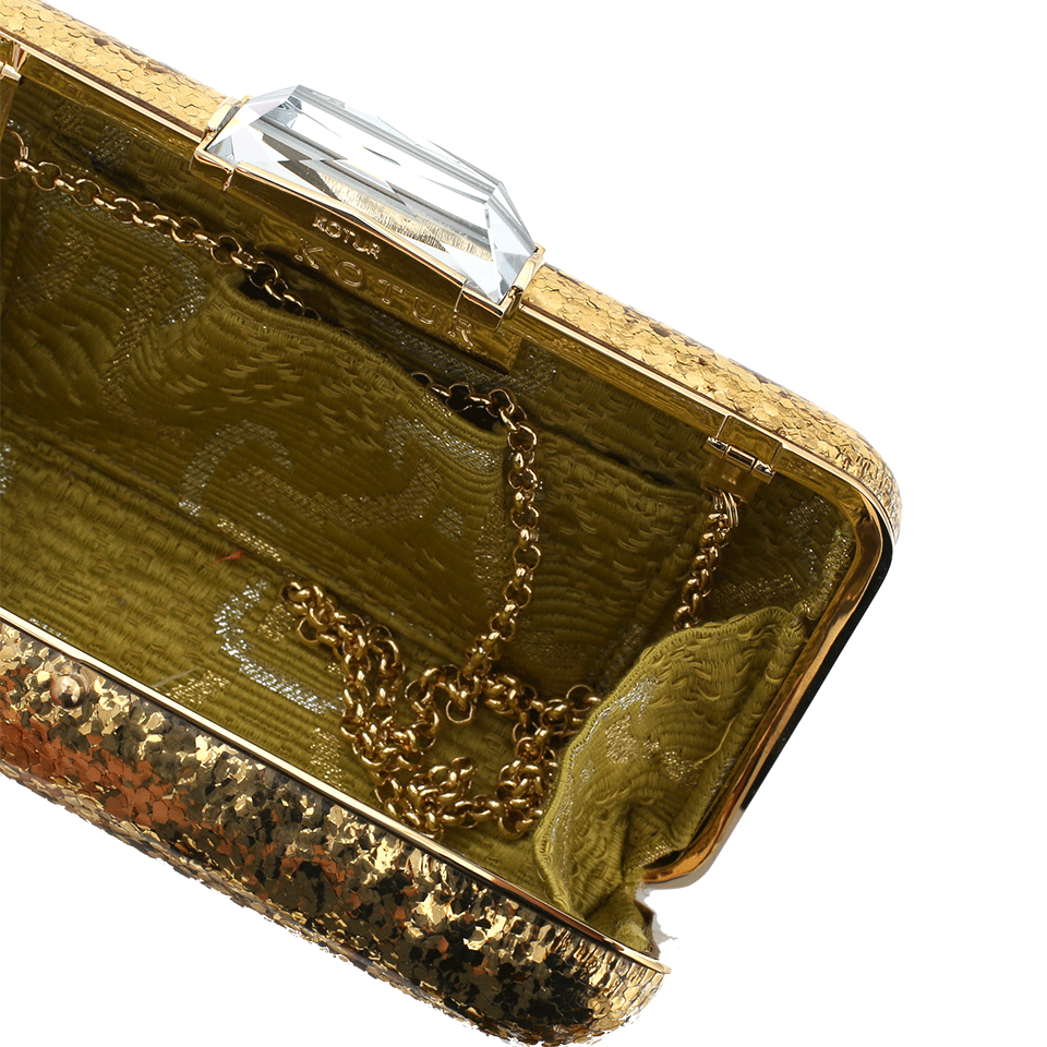 KOTUR-Framed Epsey Glitter Perspex Clutch-GOLD