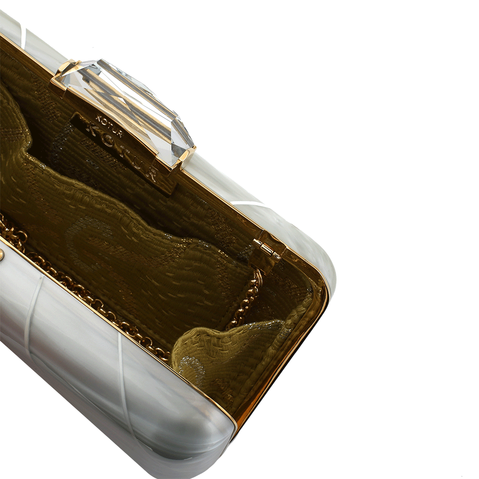 KOTUR-Framed Espey Marbled Perspex Clutch-LGHTBLUE