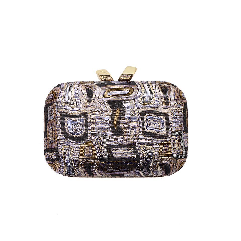 KOTUR-Margo Brocade Clutch-PURP/BLK