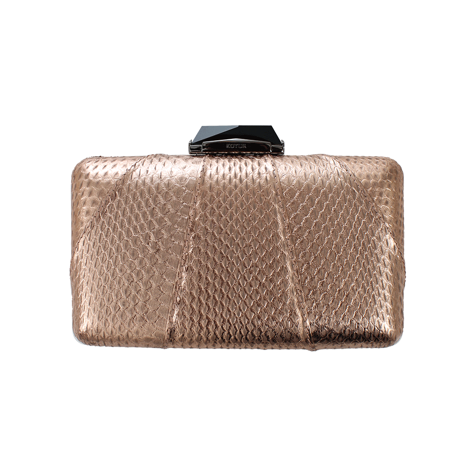 KOTUR-Espey Snakeskin Clutch-ROSE GOLD