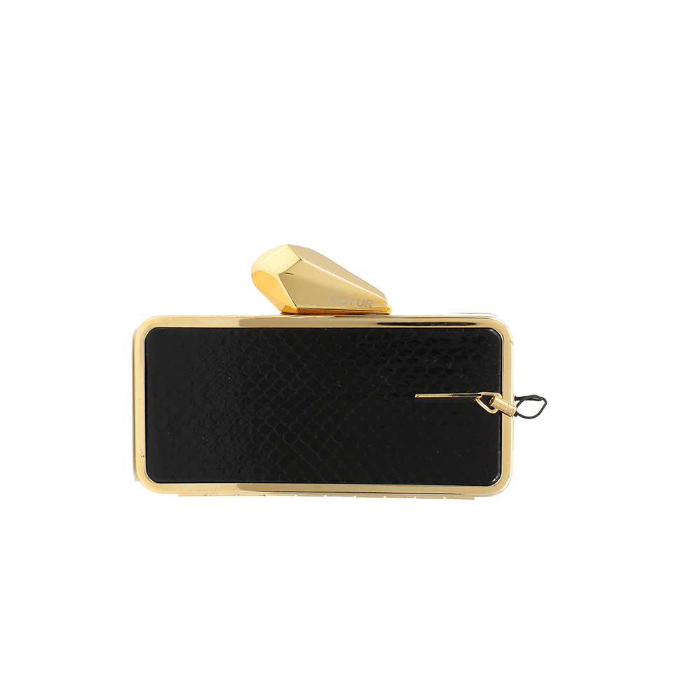 KOTUR-Snakeskin Mobile Minaudiere-BLK/GLD