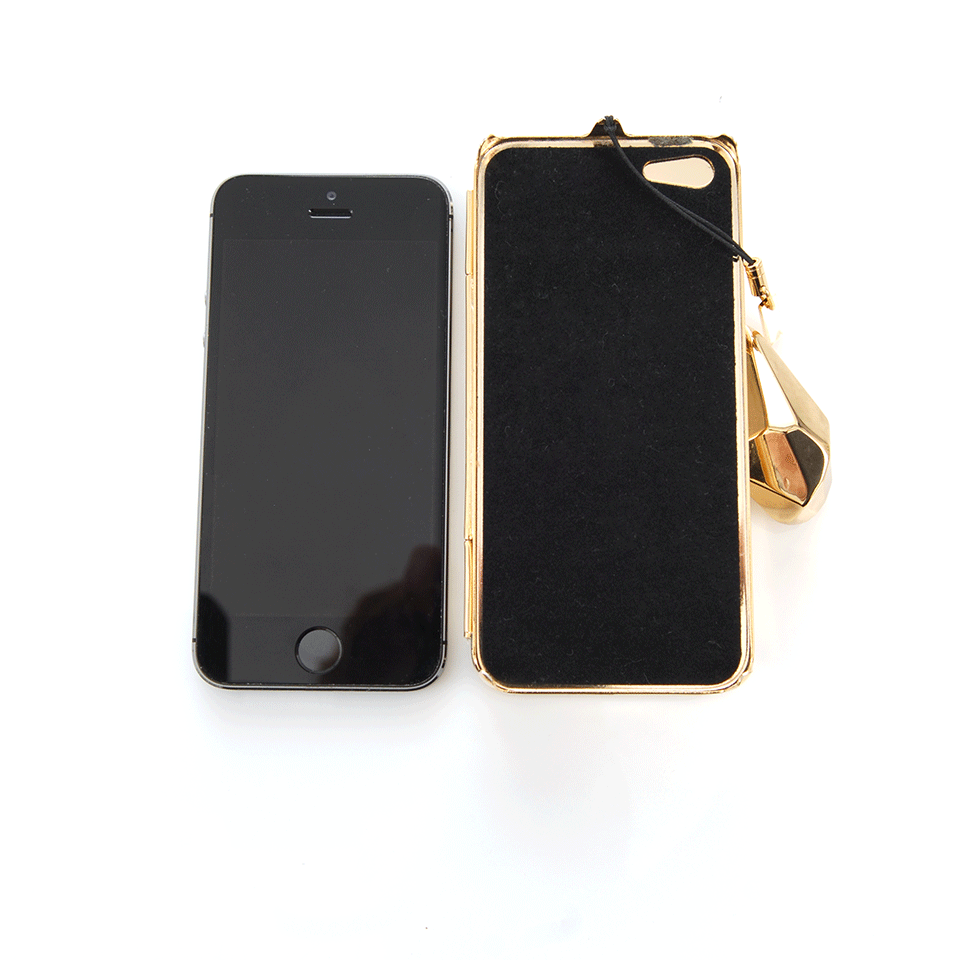 KOTUR-Snakeskin Mobile Minaudiere-GLD/WHT