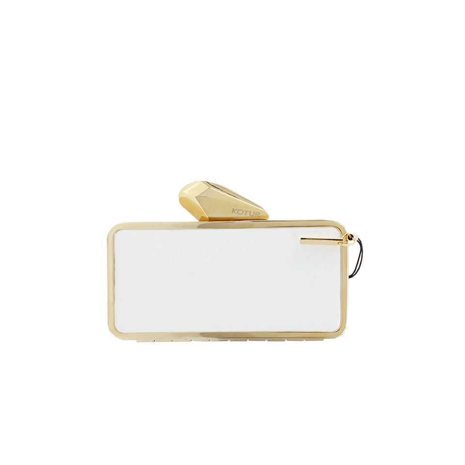 KOTUR-Snakeskin Mobile Minaudiere-GLD/WHT