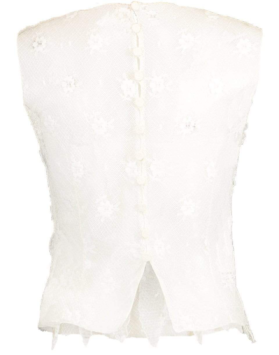 KRIZIA INDUSTRIA S.P.A.-Sleeveless Lace Blouse with Front Ruffles-WHITE