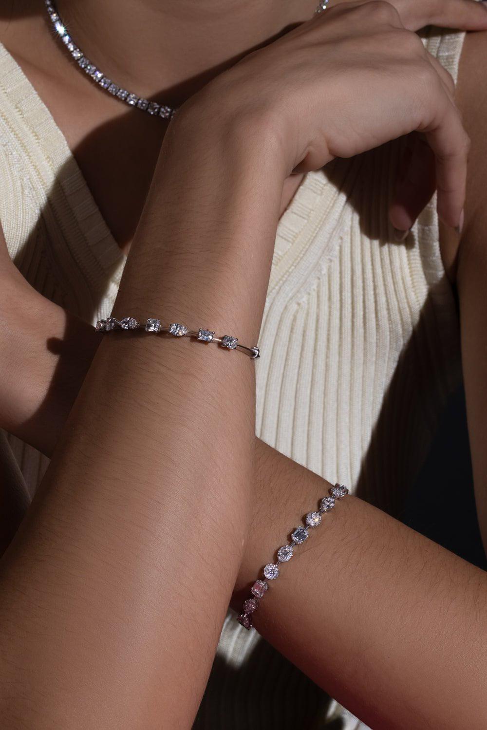 KWIAT-Alternating Diamond Line Bracelet-PLATINUM
