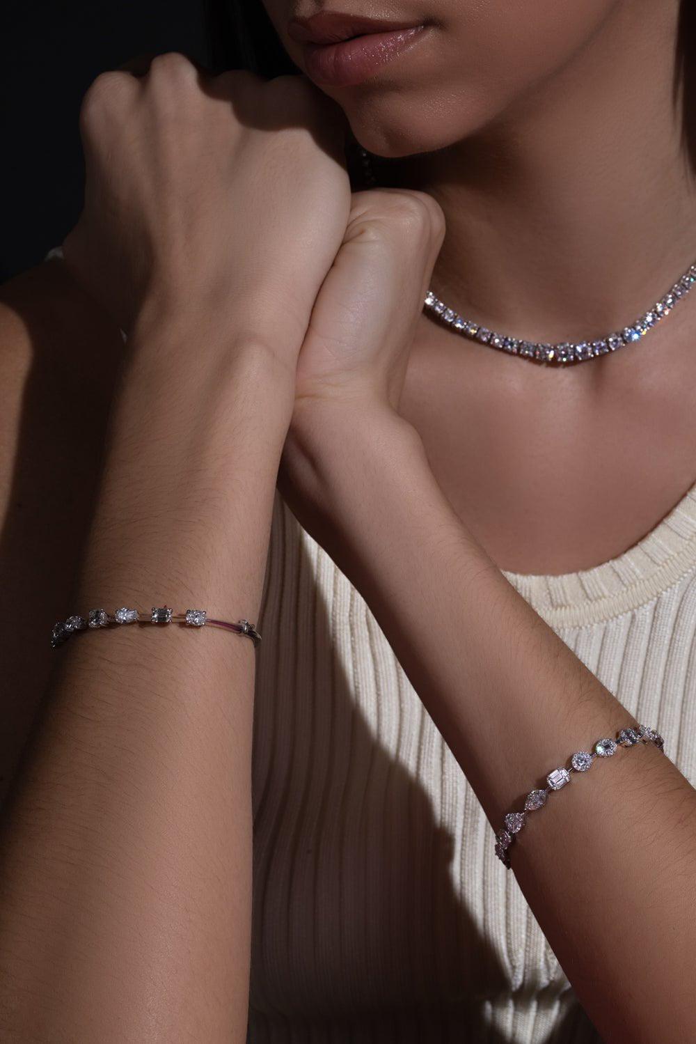KWIAT-Alternating Diamond Line Bracelet-PLATINUM