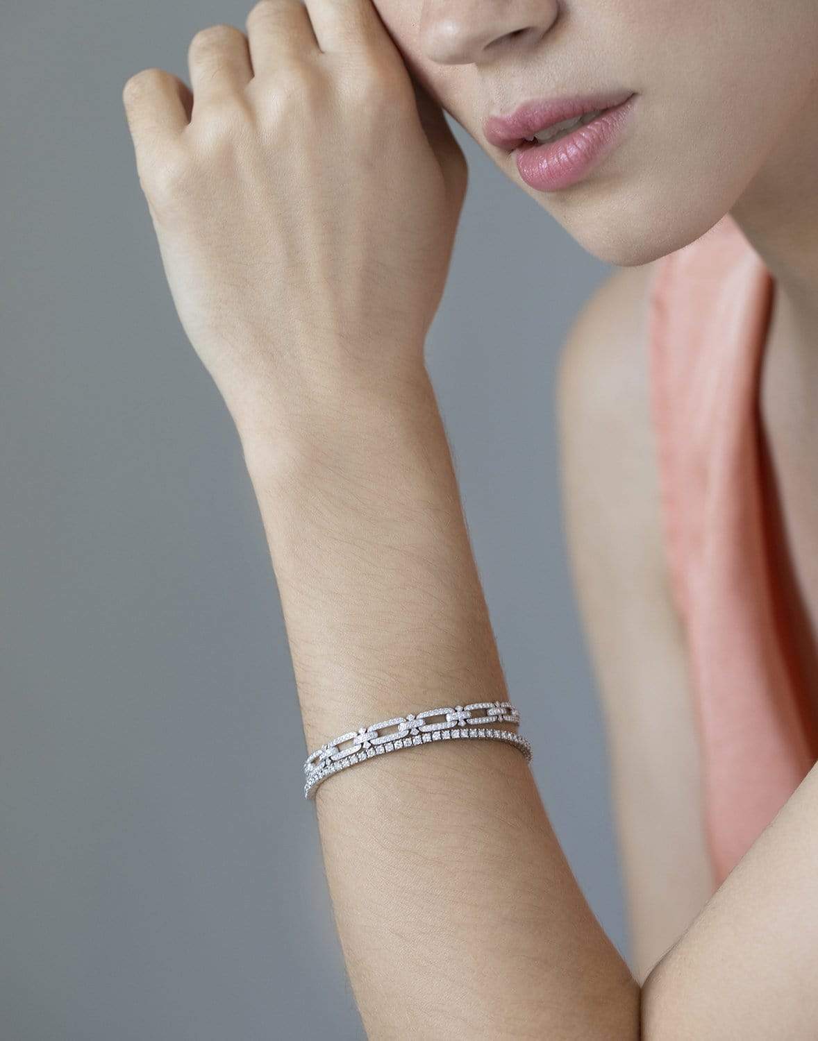 KWIAT-Diamond Open Link Bracelet-WHITE GOLD