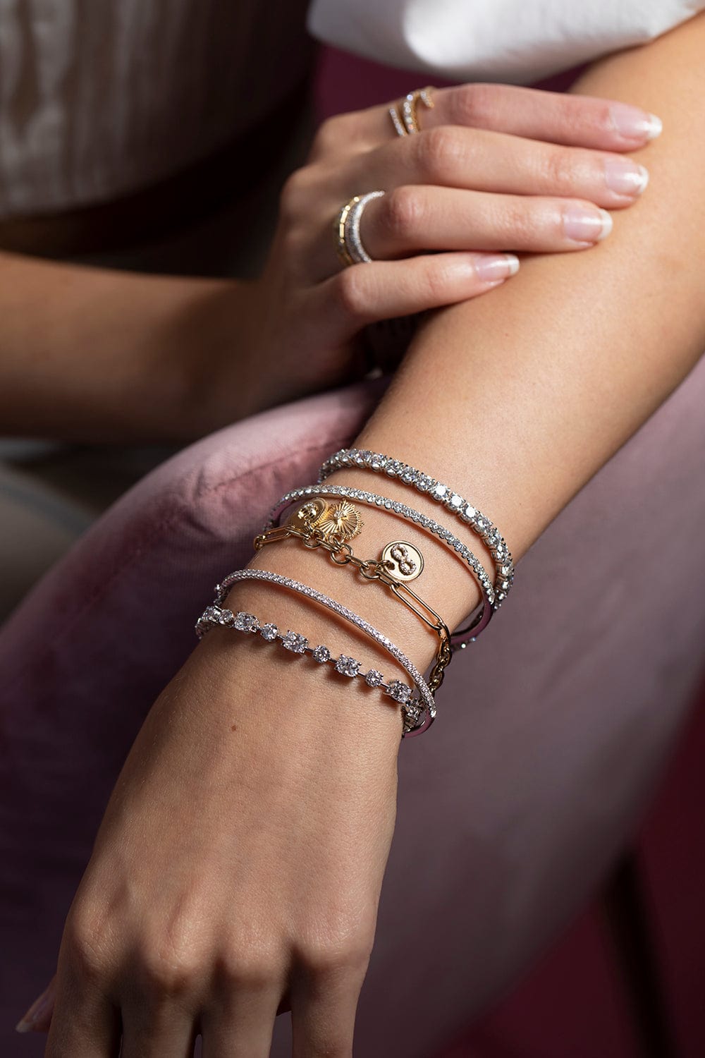 KWIAT-Diamond Slim Stackable Bangle-WHITE GOLD