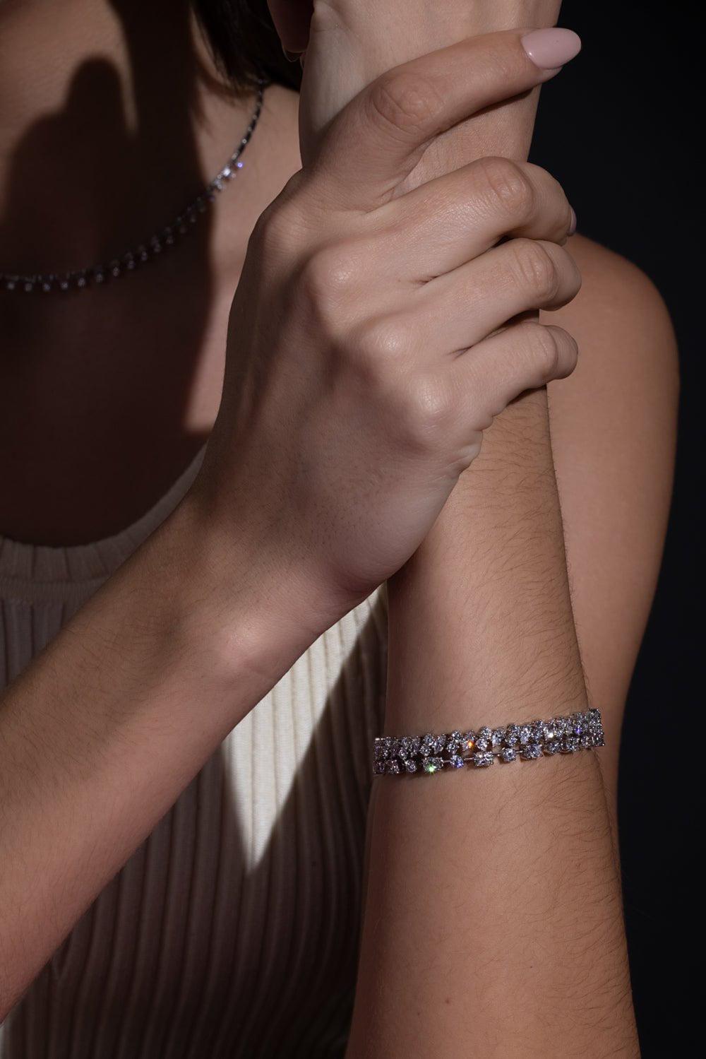 KWIAT-Round Marquise Diamond Line Bracelet-WHITE GOLD