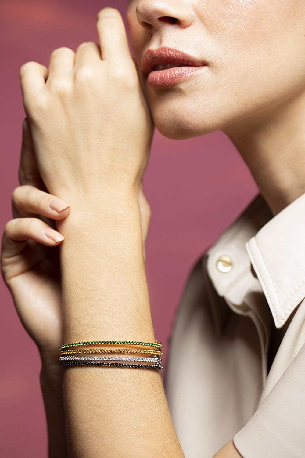 KWIAT-Stackable Slim Diamond Bangle-WHITE GOLD